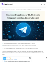 Toncoin struggles near $1.23 despite Telegram boost and upgrade push - CoinJournal