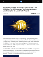 Associated Wealth Advisors Launches the “The 10-Billion Fund Showdown” to Select Visionary Leadership for Its Landmark Project - Visionary Financial