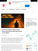 CZ Burns $490K in Meme Coins, Warns He’ll Sell the Next Batch Sent to His Wallet - NullTX