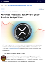 XRP Price Prediction: 85% Drop to $0.30 Possible, Analyst Warns