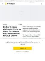 Bitdeer Reports $532M Q4 Loss, Focuses on ASIC Development for 2025 Growth