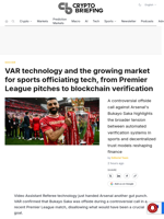 VAR technology and the growing market for sports officiating tech, from Premier League pitches to blockchain verification