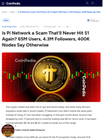 Is Pi Network a Scam That’ll Never Hit $1 Again? 65M Users, 4.3M Followers, 400K Nodes Say Otherwise