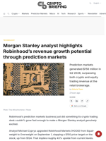 Morgan Stanley analyst highlights Robinhood's revenue growth potential through prediction markets