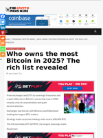 Who owns the most Bitcoin in 2025? The rich list revealed - The Crypto News Wire