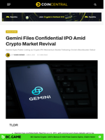 Gemini Files Confidential IPO Amid Crypto Market Revival - CoinCentral
