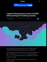 Largest Solana treasury stock lost $1B while earning 6.7% staking rewards