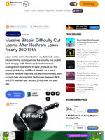 Massive Bitcoin Difficulty Cut Looms After Hashrate Loses Nearly 250 EH/s – Mining Bitcoin News