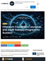 Ethereum $1M Audit Subsidy Boosts Builders