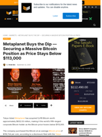 Metaplanet Buys The Dip — Securing A Massive Bitcoin Position As Price Stays Below $113,000