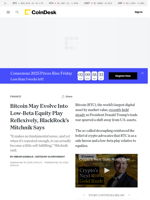 Bitcoin May Evolve Into Low-Beta Equity Play, BlackRock's Mitchnik Says