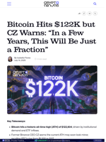 Bitcoin Hits $122K but CZ Warns: “In a Few Years, This Will Be Just a Fraction”