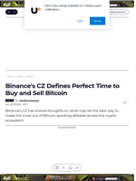 Binance's CZ Defines Perfect Time to Buy and Sell Bitcoin - U.Today