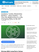 Cardano “Looks Absolutely Perfect,” Says Expert — Is This the Beginning of a Life-Changing Rally to $6.30? ⋆ ZyCrypto
