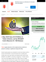 May 2025 Sees $4.59 Billion in Token Unlocks, Led by WhiteBIT Coin’s Massive $1.15B Release - NullTX