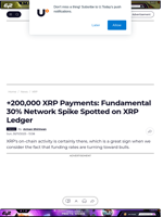 +200,000 XRP Payments: Fundamental 30% Network Spike Spotted on XRP Ledger - U.Today