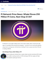 Pi Network Price News: Whale Moves 250 Million Pi Coins, Next Stop $1.50?