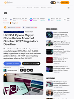 UK FCA Opens Crypto Consultation Ahead of October 2027 Regulatory Deadline – Regulation Bitcoin News