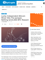 Lucky Independent Bitcoin Miner Hits The Jackpot, Netting $210,000 BTC Reward ⋆ ZyCrypto