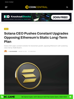 Solana CEO Pushes Constant Upgrades Opposing Ethereum's Static Long-Term Plan