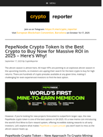 PepeNode Crypto Token Is the Best Crypto to Buy Now for Massive ROI in 2025 - Here's Why!