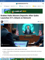 Kraken Halts Monero Deposits After Qubic Launches 51% Attack