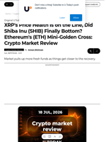 XRP's Price Health Is on the Line, Did Shiba Inu (SHIB) Finally Bottom? Ethereum's (ETH) Mini-Golden Cross: Crypto Market Review - U.Today