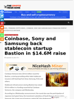 Coinbase, Sony and Samsung back stablecoin startup Bastion in $14.6M raise - The Crypto News Wire