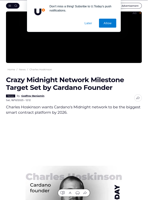 Crazy Midnight Network Milestone Target Set by Cardano Founder - U.Today