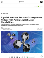 Ripple Launches Treasury Management System with Native Digital Asset Capabilities - Decrypt