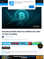 Early Bitcoin Whale Sells Over $600M in BTC After 13 Years of Holding | Bitcoinist.com