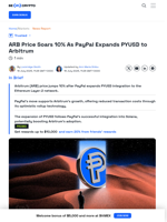 Arbitrum Surges 10% After PayPal Expands PYUSD Support