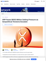 $652M XRP Hits Binance as Iran Tensions Spark Risk-Off Wave