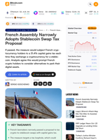 French Assembly Narrowly Adopts Stablecoin Swap Tax Proposal