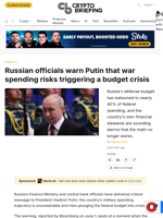 Russian officials warn Putin that war spending risks triggering a budget crisis