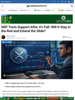 XRP Tests Support After 4% Fall: Will It Stay in the Red and Extend the Slide?