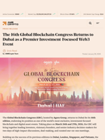 The 16th Global Blockchain Congress Returns to Dubai as a Premier Investment-Focused Web3 Event - AMBCrypto