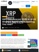 XRP Price Forecast 2026: $1 Or $5 Where Is Ripple's Price Heading This Year? | Live Bitcoin News
