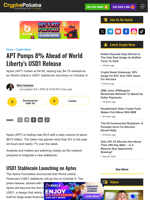 APT Pumps 8% Ahead of World Liberty’s USD1 Release