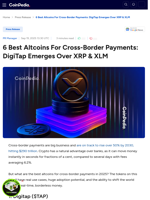 6 Best Altcoins For Cross-Border Payments: DigiTap Emerges Over XRP & XLM