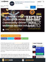Top Meme Coins: APEMARS Eyes 30,000% ROI While Established
Community-Driven Tokens Maintain Market Influence