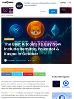 The Best Altcoins To Buy Now Include Remittix, Polkadot & Kaspa In October | Live Bitcoin News