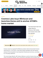 Cosmos Labs buys Mintscan and launches Korea unit to anchor ATOM's home market