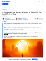 CoinGecko’s Altcoins Top Gainers: 3 Altcoins to Track Now