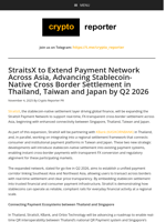 StraitsX to Extend Payment Network Across Asia, Advancing Stablecoin-Native Cross Border Settlement in Thailand, Taiwan and Japan by Q2 2026