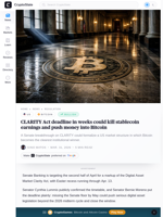 CLARITY Act deadline in weeks could kill stablecoin earnings and push money into Bitcoin