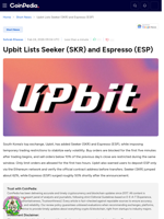 Upbit Lists Seeker (SKR) and Espresso (ESP)