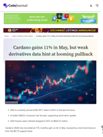 Cardano rallies 11% in May, but analysts warn of downside risk