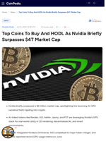 Top Coins To Buy As Nvidia Briefly Surpasses $4T Market Cap