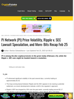 Pi Network (PI) Price Volatility, Ripple v. SEC Lawsuit Speculation, and More: Bits Recap Feb 25